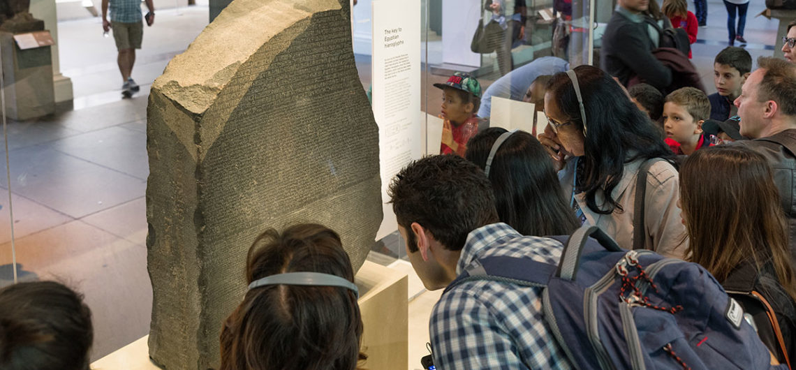The Rosetta Stone and how Champollion came to read hieroglyphic language through stone.
