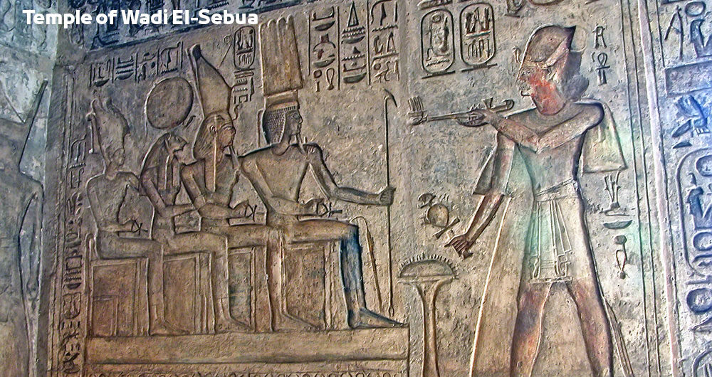 Tempel von Wadi es-Sebua oder Wadi El-Sebua in Nubien, Assuan, Ägypten