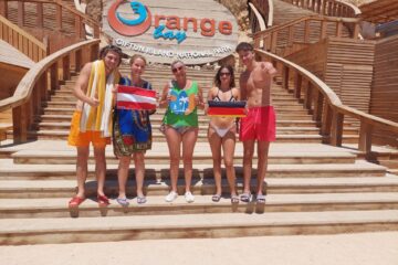 Erinnerungsfotos auf Orange machen Orange Bay Insel Hurghada Schnorcheln Ausflug